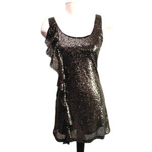 Anna Grace Bronze Sequined Dress Sz Small Womens Sleeveless Mini